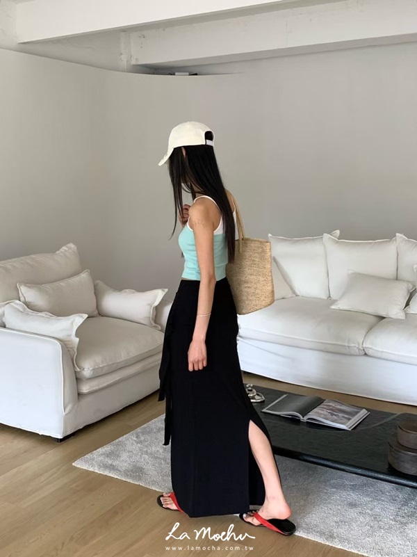 垂墜屁簾棉質長裙(屁簾可拆)